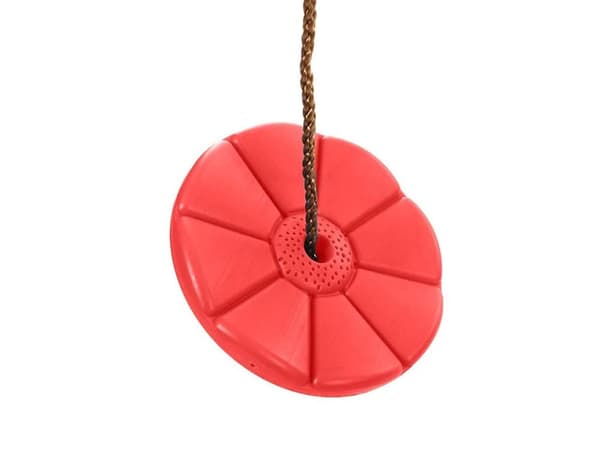 Barn gunga blomma med rep, plast röd, Ø27 cm, justerbart 110–190 cm