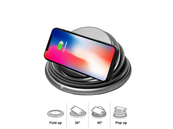 Trådløs Qi-oplader 10W foldbar USB-C hvid/grå (tilfældig farve)