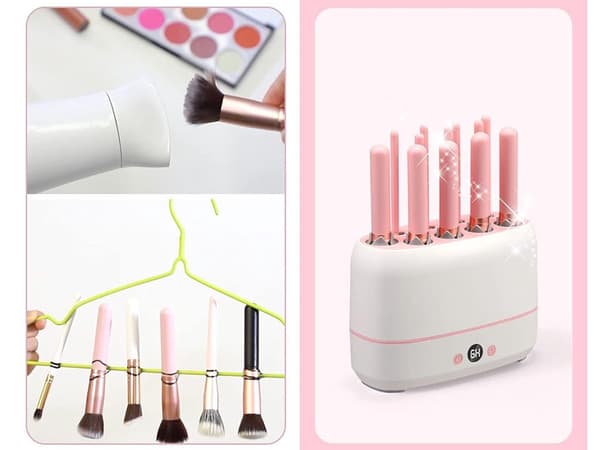 Elektrisk børretørrer til makeupbørster 12 stk med timer, USB 10 W