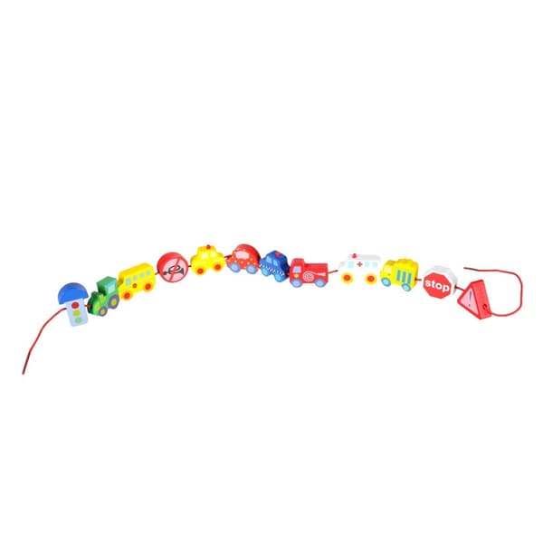 Wooden beads blocks for stringing board game cars devices