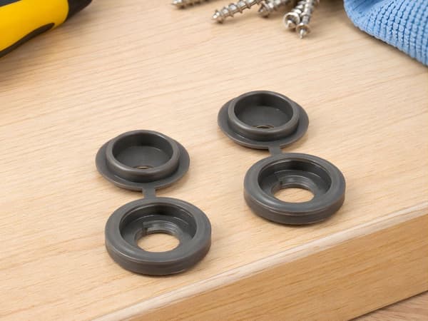 Skruvskydd täckpluggar plast mörkgrå 13 mm 100-pack