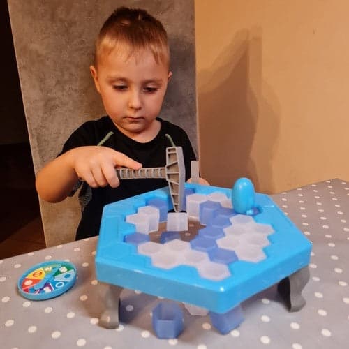 Arkadspel pingvin på is med hammare, 2 spelare, 19+19 isbitar