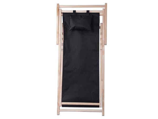 Foldbar solstol i træ med hynde og hovedpude 4 positioner 122 cm