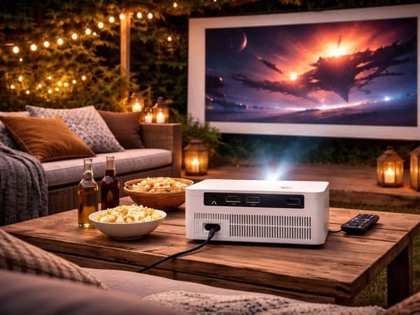 LCD-projektor Android TV 11 Wi‑Fi Bluetooth 720p med 4K-understøttelse 60–120