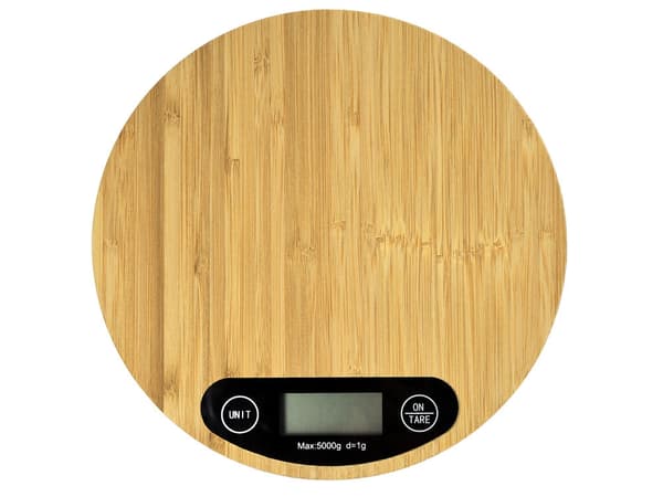 Bambu-keittiövaaka 5 kg 1 g LCD-näyttö 20x20 cm inkl. 2 x AA
