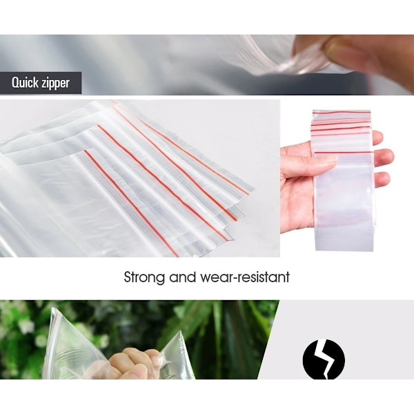 100-Pack Ziplock Blixtlåspåsar - Transparenta,