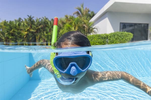 Dykmask och snorkelset för barn UV-skydd grön/blå