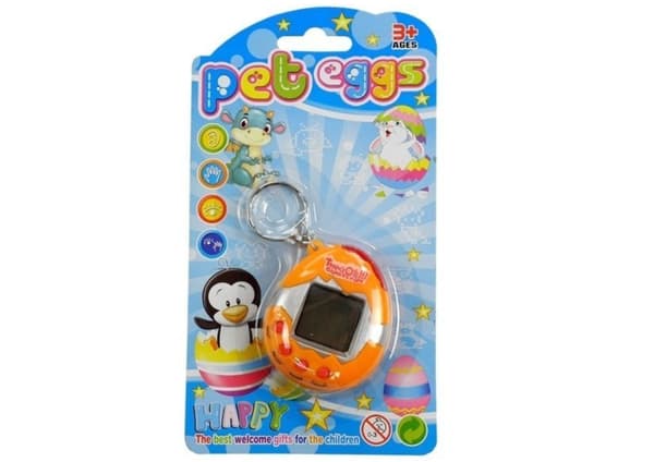 Tamagotchi elektronisk kæledyr orange med nøglering, inkl. batterier