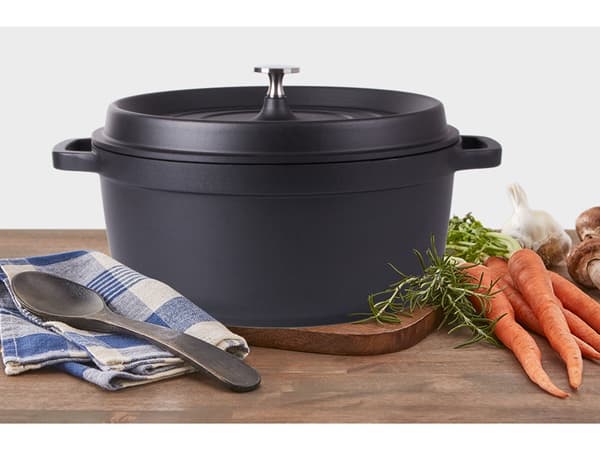 Kasserolle med låg støbt aluminium 4 L non-stick sort 26 cm