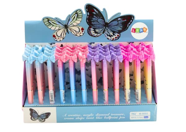 Kuglepen med sløjfe, blåt blæk, 48-pack, 16 cm