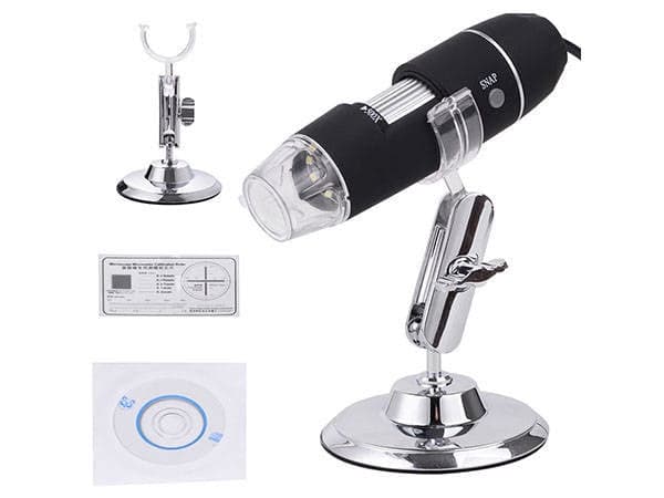 Digitalt USB-mikroskop 1000x med LED-belysning og stativ