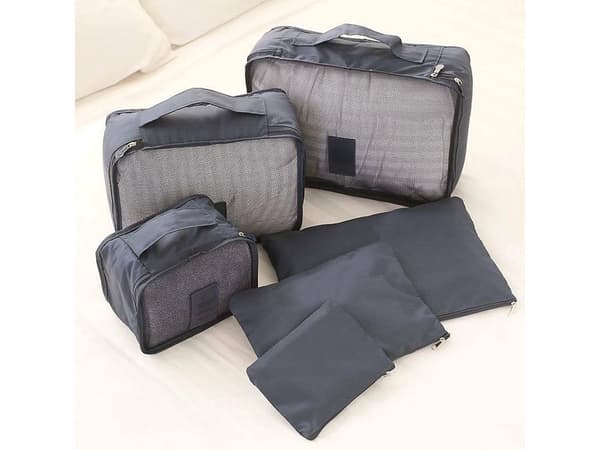 Reseorganisatörer packpåsar grå 6-pack med mesh