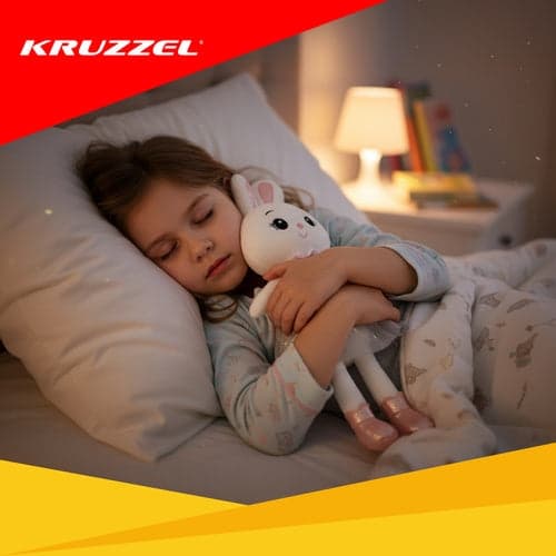 Blød kanin bamse 45 cm hvid/rosa, polyester, 3+