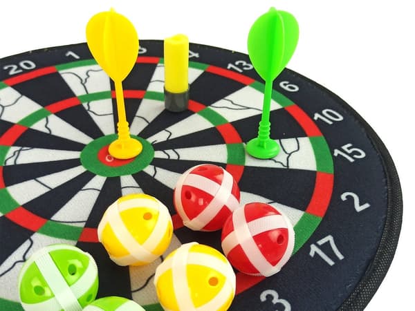 Velcro dartskive 36 cm sæt med bolde, pile og launcher