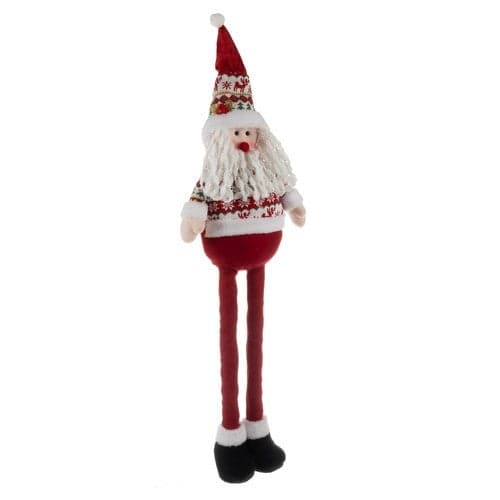 Tomtefigur juldekoration teleskopben 60-95 cm röd/vit polyester