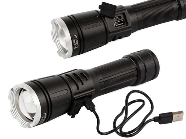 Taktinen LED-taskulamppu CREE XHP160 zoom IPX5 akulla USB-C