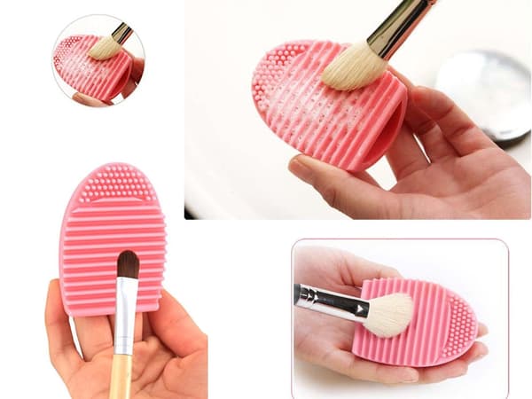 Makeup-børsterenser i silikone 7x5x3 cm blandede farver