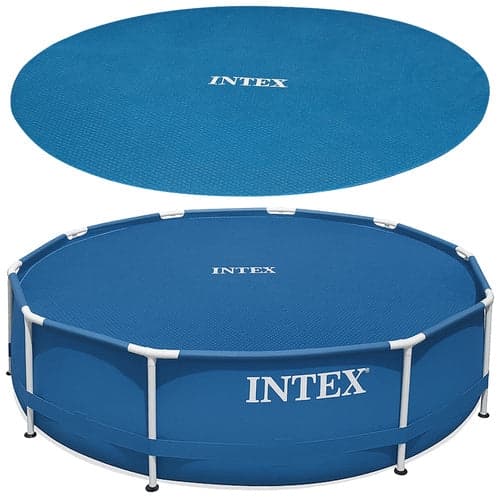 Solskydd pooltäcke bubbelplast Ø348 cm för pool 366 cm blå 120 µm