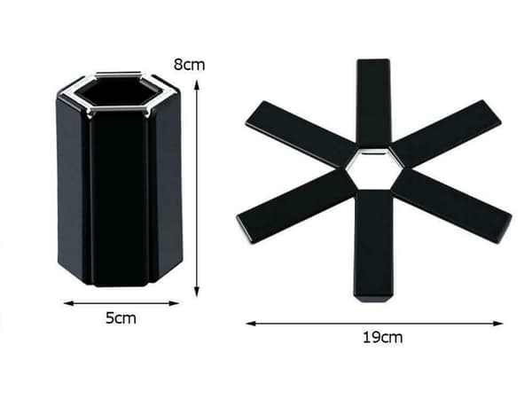 Sammenfoldeligt grydeunderlag 19 cm varmebestandigt 220°C, sort