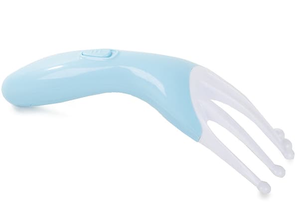 Hovedmassageapparat til hovedbund med vibration, metalkugler, blå/rosa