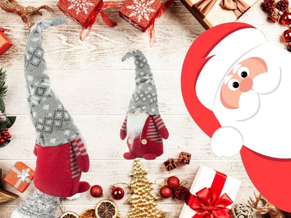 Tomte julfigur röd med böjbar mössa, 38 cm