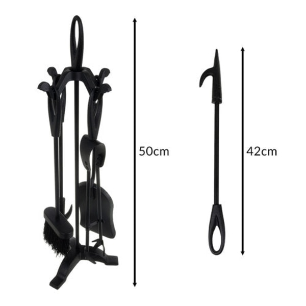 Pejseværktøj sæt 5 dele 42 cm rustfrit stål sort med stativ
