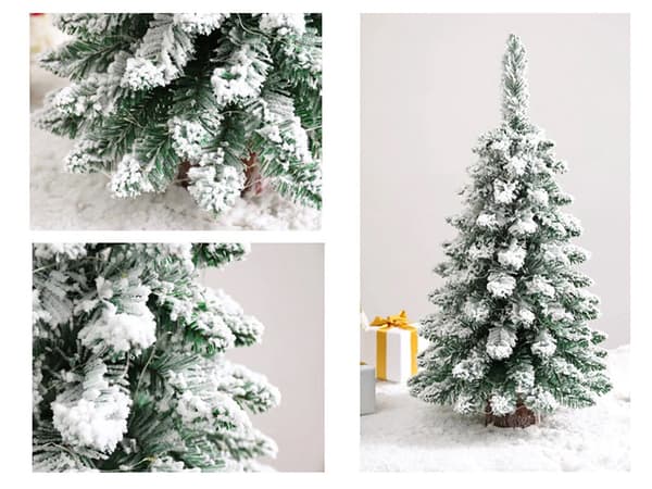 Kunstigt juletræ bordsgran 50 cm med sneeffekt træfod