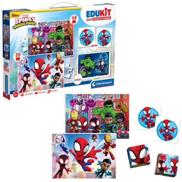 Utbildningsset barn 3+ Disney/Marvel pussel 30/48 bitar, memo, 6 block