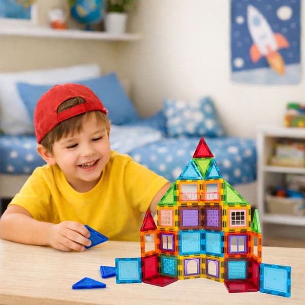 Magnetiska byggblock 3D 45 delar med idébok