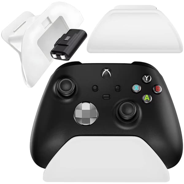 Controllerstander til Xbox med opbevaringsrum hvid marmor inkl. USB-kabel