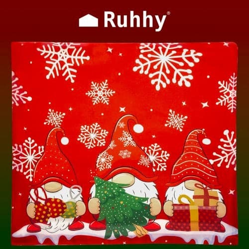 Kuddöverdrag jul tomtar 45x45 cm polyester med dragkedja röd/grön/vit