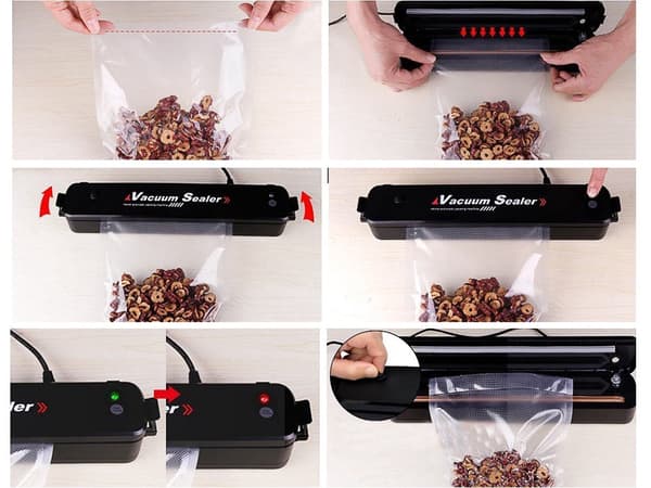 Vakuumpakker 90 W sort med 5 vakuumposer