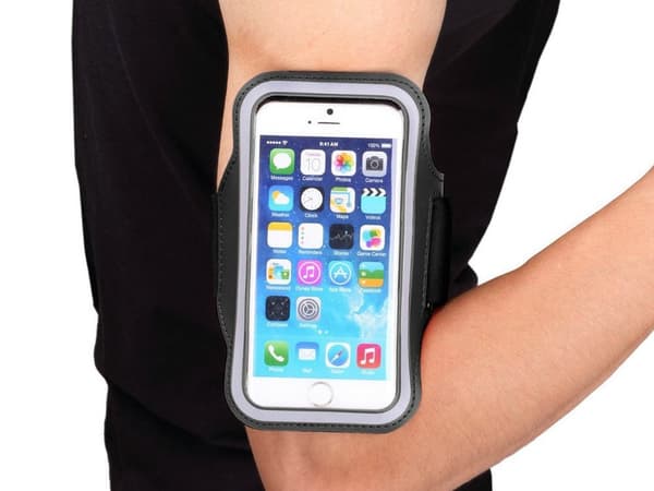 Mobilarmbånd til løb neopren sort til telefon op til 8,5x15 cm