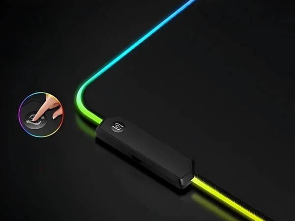 RGB gaming musemåtte XL 80 x 30 cm USB LED sort skridsikker