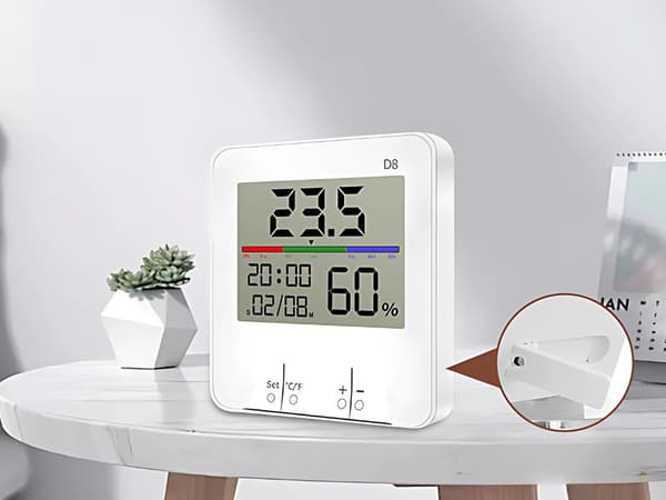 Vejrstation til indendørs brug med termometer/hygrometer ur 9x9 cm