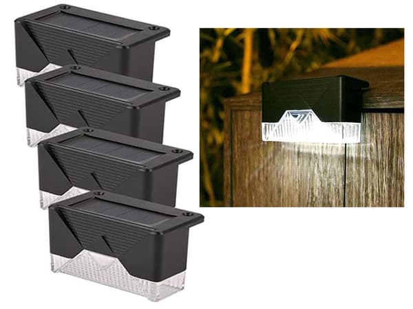 Aurinkokennolla toimivat LED-puutarhavalot IP65 musta 8x5 cm 4-pack