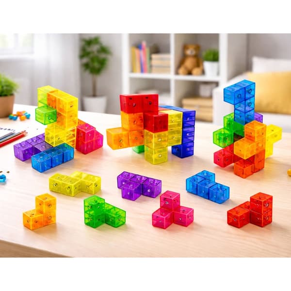 Magnetiska byggklossar 3D-kuber 9 delar transparenta + 156 utmaningar