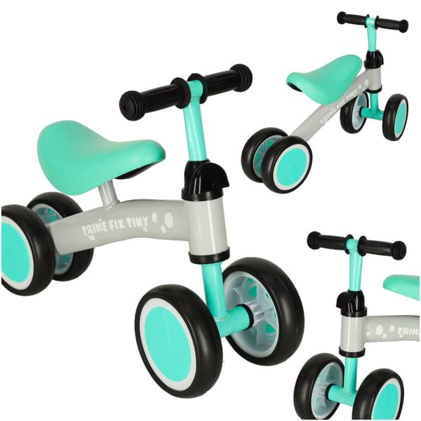 Firehjulet balancecykel uden pedaler 2+ år justerbart styr mintgrå Turquoise