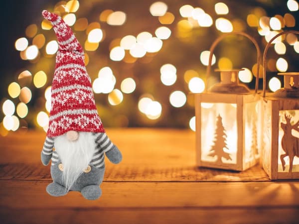 Juldekoration tomte grå 38 cm med formbar luva