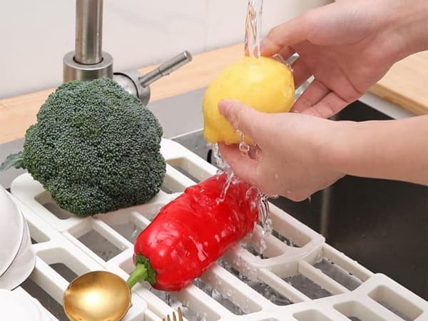 Teleskopisk opvaskebakke til vask plast hvid 33–43 x 17 cm
