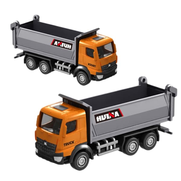 Metal dumper samlermodel 1:80 orange i transparent byggeklodsindpakning