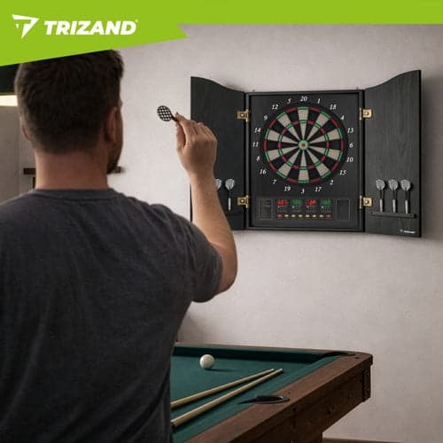Elektronisk dartskive 45 cm med lyd/lys, flere spil, batteri/adapter