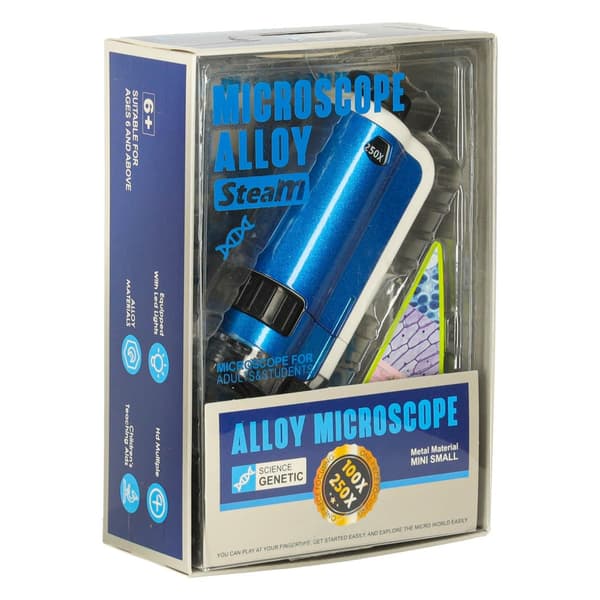 Mini LED-mikroskop til børn 100x/250x med etui og bærerem