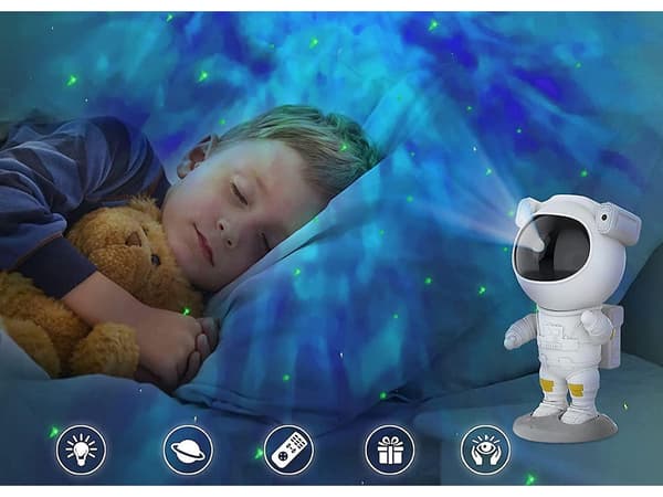 Astronaut stjärnprojektor LED med fjärrkontroll, USB, vit, 23 cm