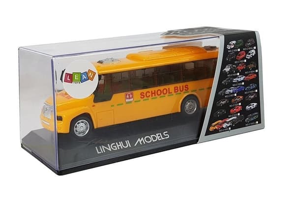 Legetøjsbus skolebus 20 cm med lys & lyd, dragback-funktion, 3+ år