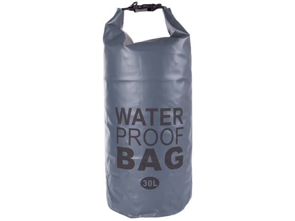 Vattentät dry bag 30 L grå 70x37 cm med rem och rullstängning