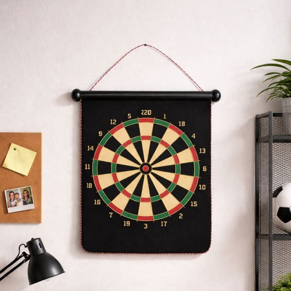 Magnetisk darttavla dubbelsidig 32x54 cm med 6 magnetpilar