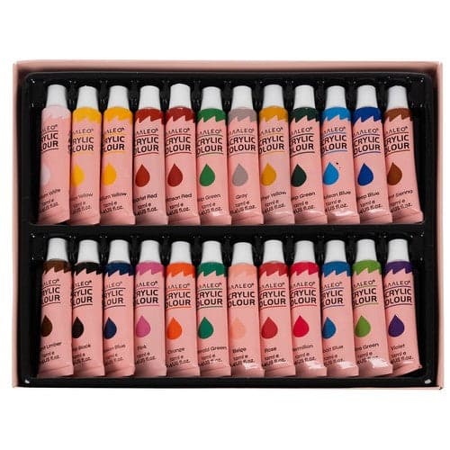 Akrylfarver sæt 24x12 ml tuber, lugtfri og giftfri