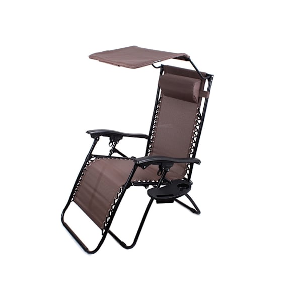 Hopfällbar zero gravity-solstol med canopy och bord brun 140 kg