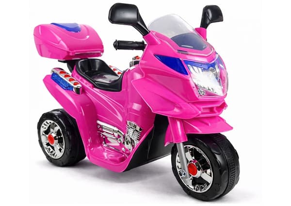 Elmotorcykel til børn 3+ rosa 6V 3-hjul LED 4 km/h